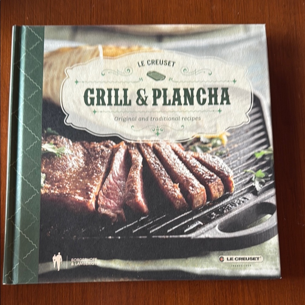 Le Creuset Grill & Plancha Cookbook with Green and Brown Cover